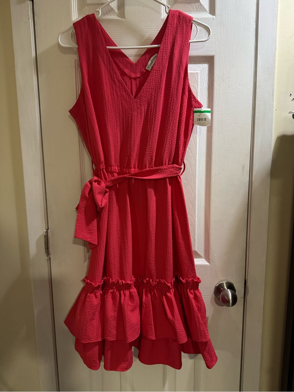 Calvin Klein Pink Tiered Ruffle Sleeveless Dress Size 8 Nwt - Picture 7 of 10